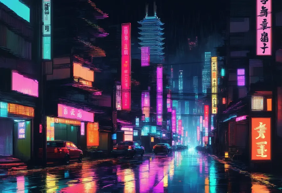 목판화로 그은 사이버punk 거리