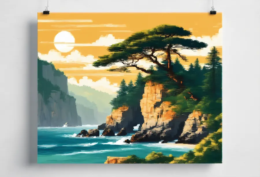 산과 바다가 어우러진 여름 오후
